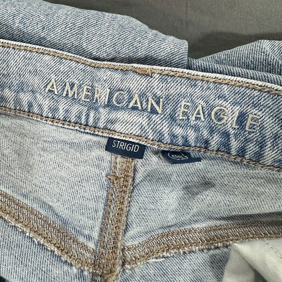 American Eagle Baggy Straight Jeans Women's 4 Mid Rise Distressed Light Wash - Picture 4 of 11
